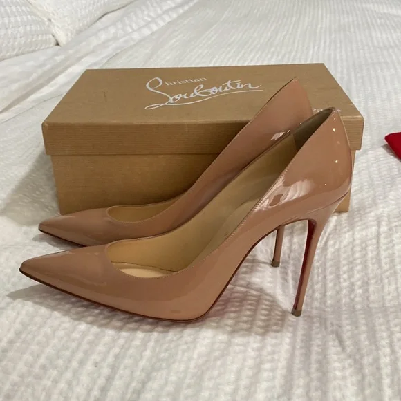 Authentic Christian Louboutin nude 38.5 red bottoms heels - Picture 5 of 9